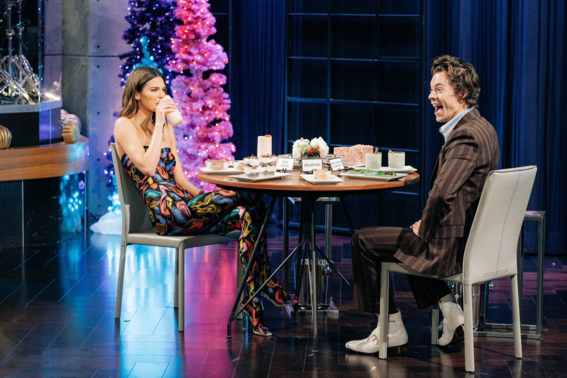 Harry Styles guest-hosts The Late Late Show with James Corden airing Tuesday, December 10, 2019, with guests Tracee Ellis Ross and Kendall Jenner.