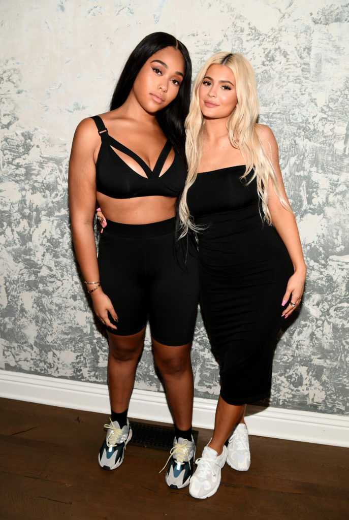Jordyn Woods (L) and Kylie Jenner attend the launch event of the activewear label SECNDNTURE by Jordyn Woods at a private residence on August 29, 2...
