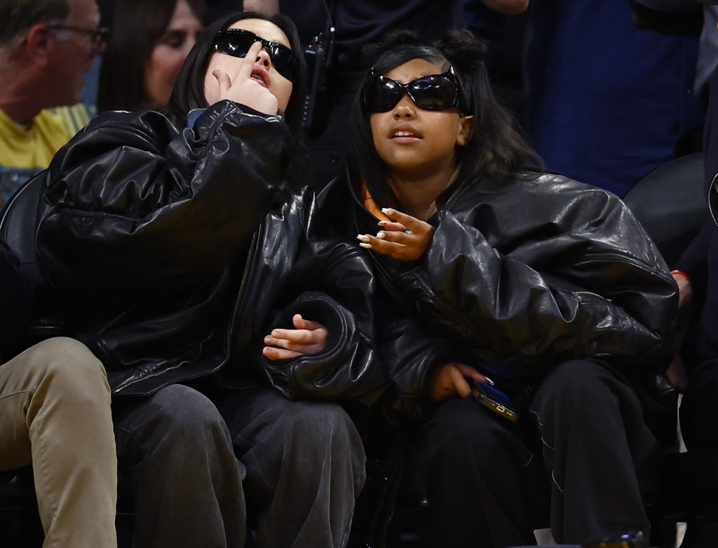 North West attends a game between the Golden State Warriors and the Los Angeles Lakers at Crypto.com Arena on April 09, 2024 in Los Angeles, Califo...