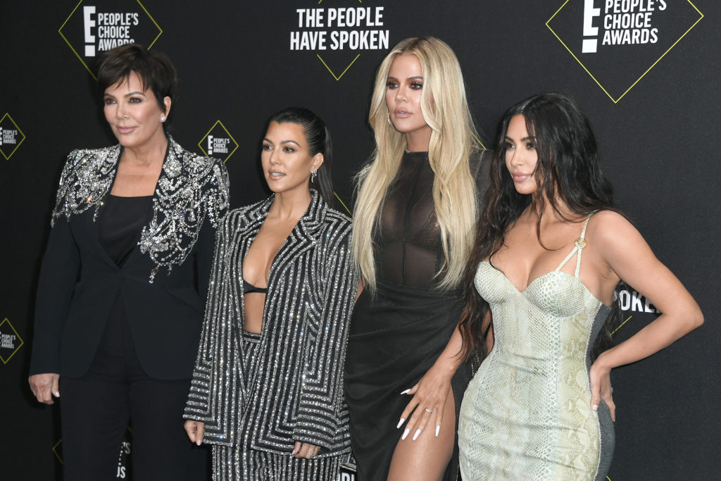 (L-R) Kris Jenner, Kourtney Kardashian, Khloe Kardashian, and Kim Kardashian West attend the 2019 E! People's Choice Awards at Barker Hangar on Nov...