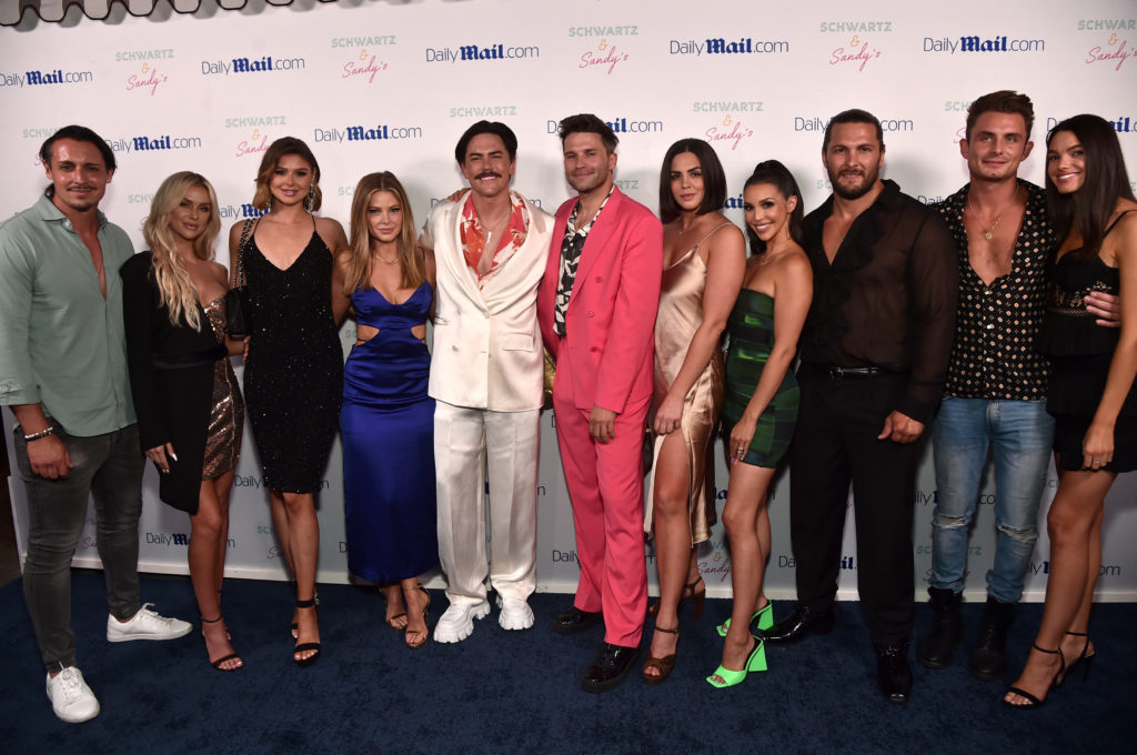 (L-R) Peter Madrigal, Lala Kent, Raquel Leviss, Ariana Madix, Tom Sandoval, Tom Schwartz, Katie Maloney-Schwartz, Scheana Schay, Brock Davies, Jame...