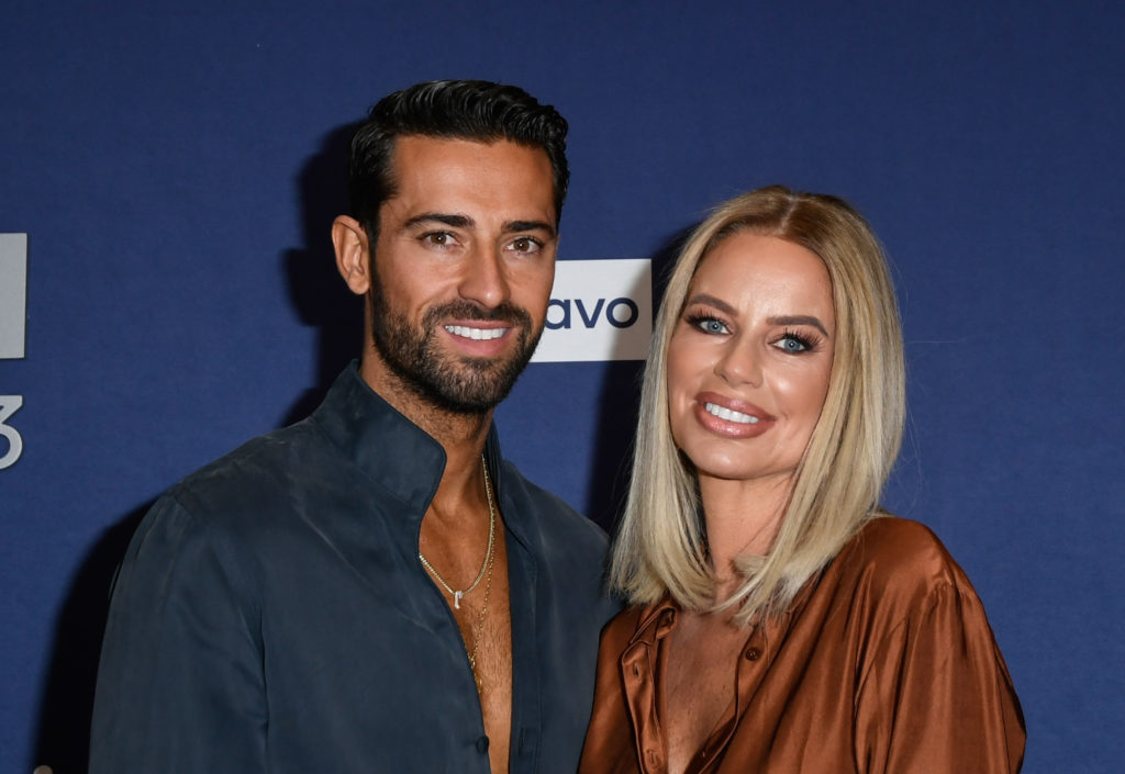 Sergio Carrallo (L) and Caroline Stanbury attend BravoCon 2023 at Caesars Forum on November 04, 2023 in Las Vegas, Nevada.