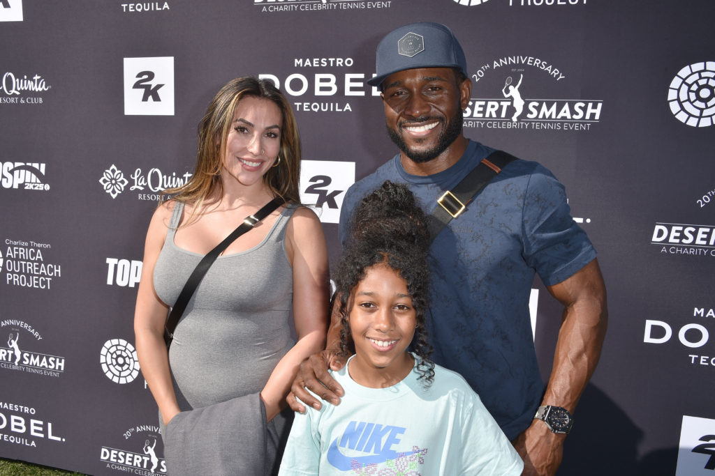 Lilit Avagyan and Reggie Bush attend Charlize Theron hosts Desert Smash 2024 to benefit the Charlize Theron Africa Outreach Project at La Quinta Re...