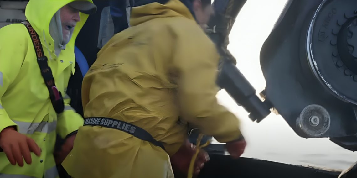 Deadliest Catch crew members scramble to cut line