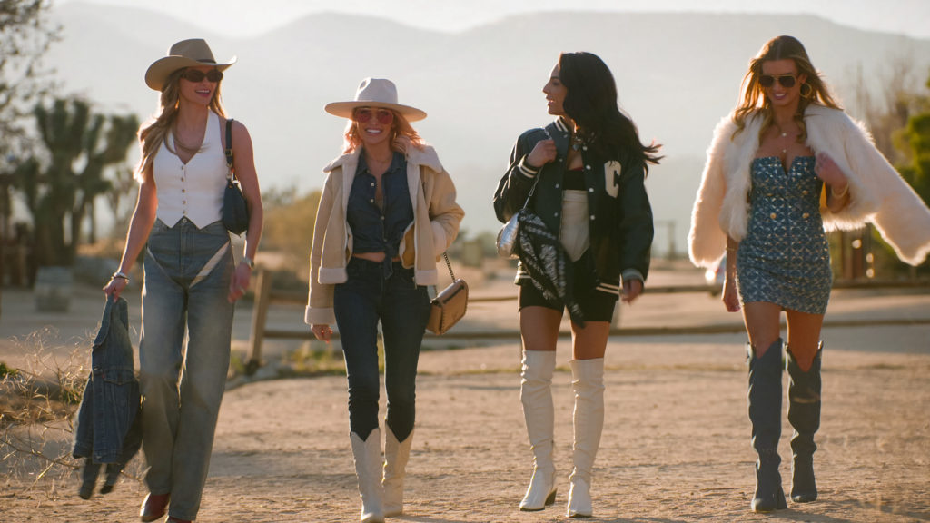 Alanna Whittaker, Mary Fitzgerald, Amanza Smith, Nicole Young walk in Pioneertown on Selling Sunset.