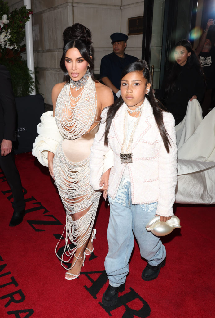 Kim Kardashian and North West are seen leaving the Ritz Hotel on May 01, 2023 in New York City.