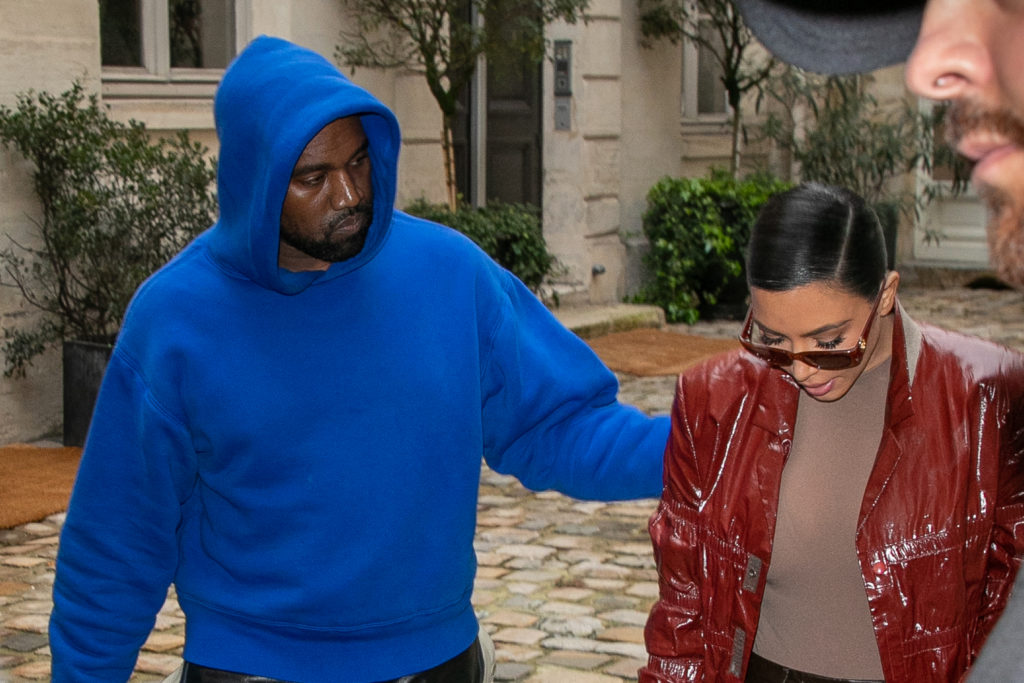 Kim Kardashian West and Kanye West are seen on March 02, 2020 in Paris, France.