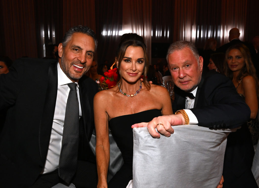 Mauricio Umansky, Kyle Richards and Paul Kemsley attends Elton John AIDS Foundation 31st Annual Academy Awards Viewing Party  at West Hollywood Par...