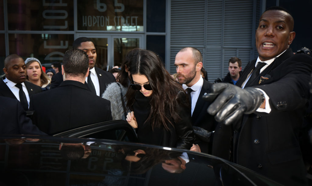 Kendall Jenner at Topshop Unique on day 3 of London Fashion Week February 15 2014. Photo by Ki Price