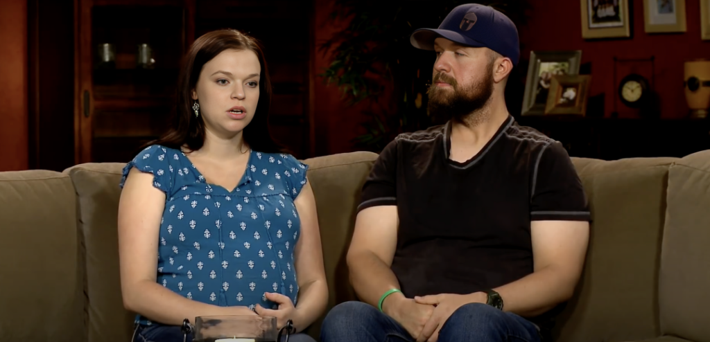 Maddie and Caleb sit on couch during Sister Wives confessional